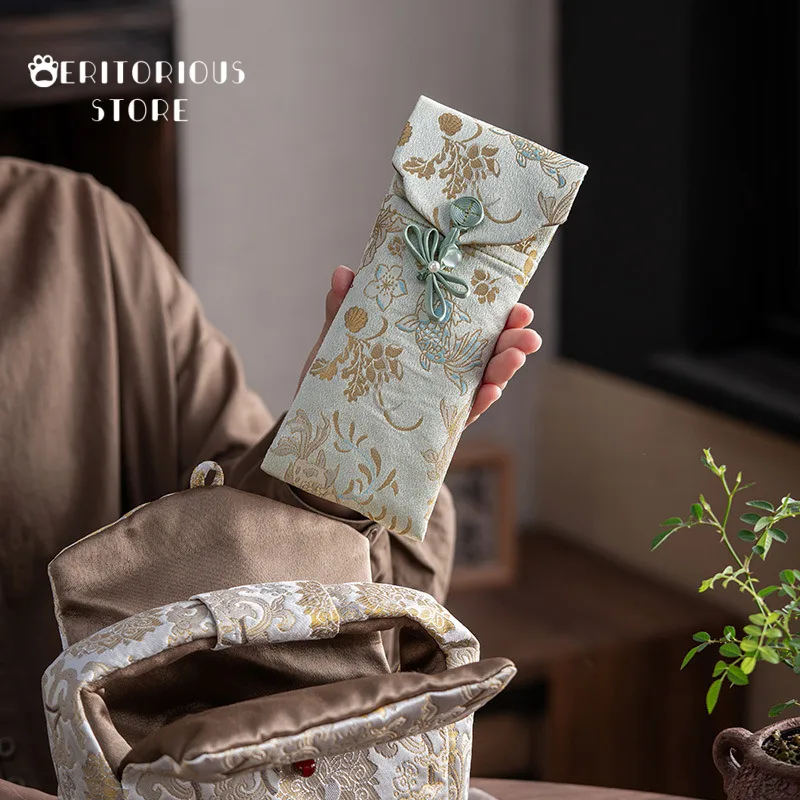 

Walnut Scoop handmade Storage Bag Set Matcha Tea Spoon Matcha Scoop Chinese Zen Accessories Holder Tea Tools Service Teaspoons