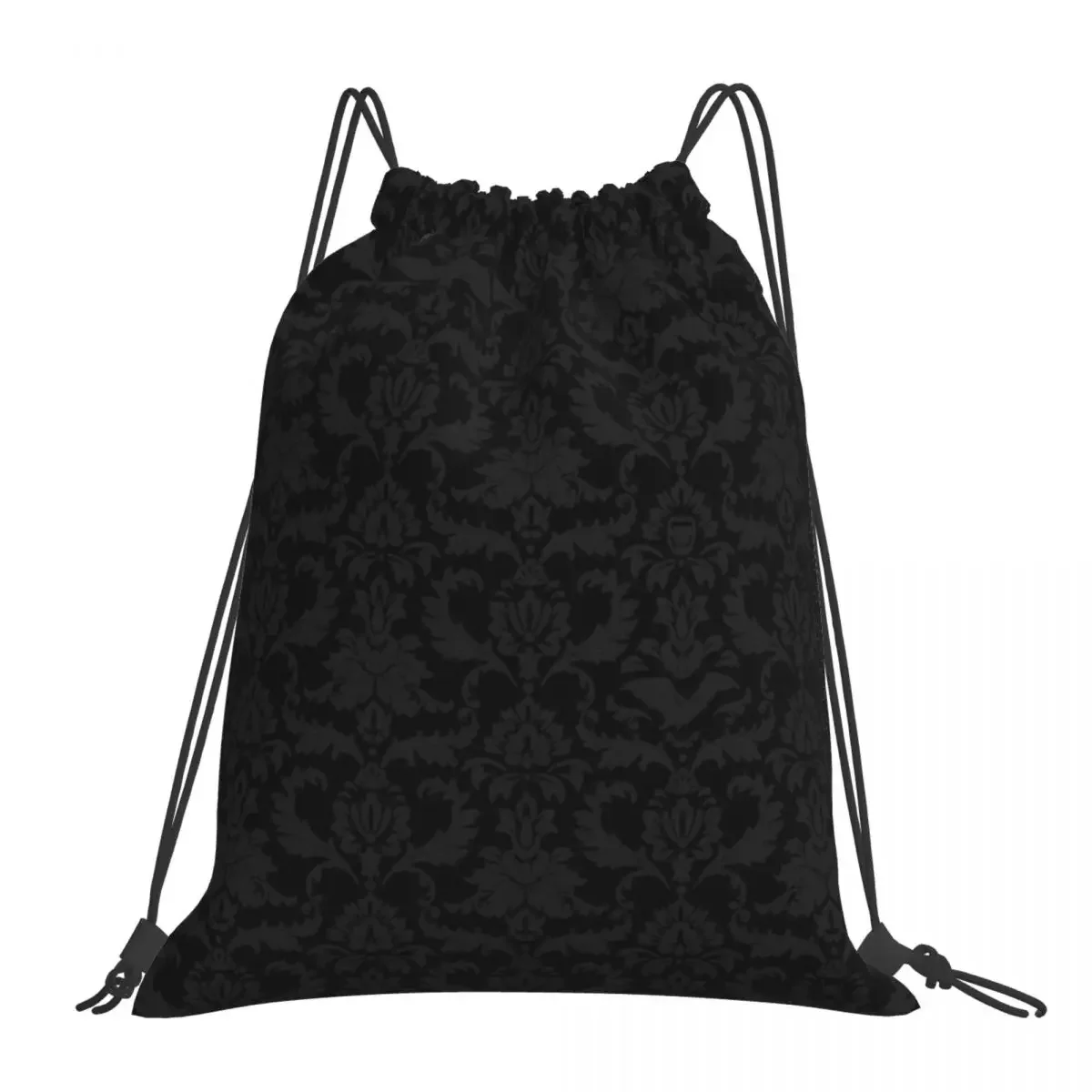 Victorian Gothic Pattern (Black) Backpacks Portable Drawstring Bags Drawstring Bundle Pocket Sports Bag Book Bags For Man Woman