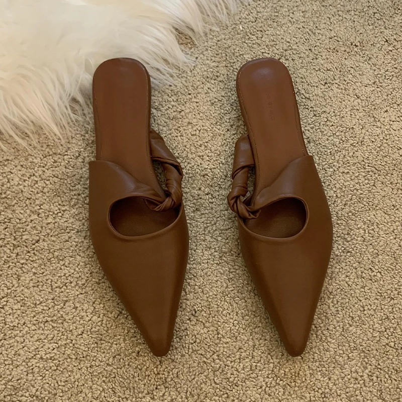 

Pointed Toe Women Slippers Flats Sexy Dress Shoes Slingback Woman Mules Shoes Summer 2025 New Fashion Luxury Chanclas De Mujer