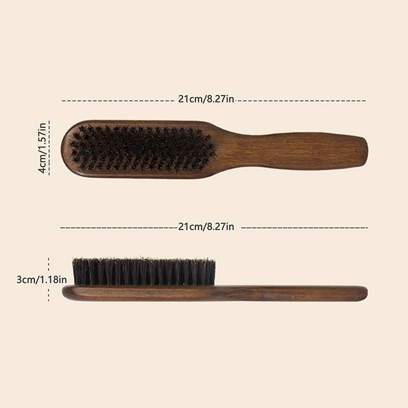 Retro Men Beard แปรงไม้ Handle Boar Bristle ไม้แปรงโกนหนวดเคราผมจัดแต่งทรงผมเครื่องมือ Salon Beauty ตัดผม