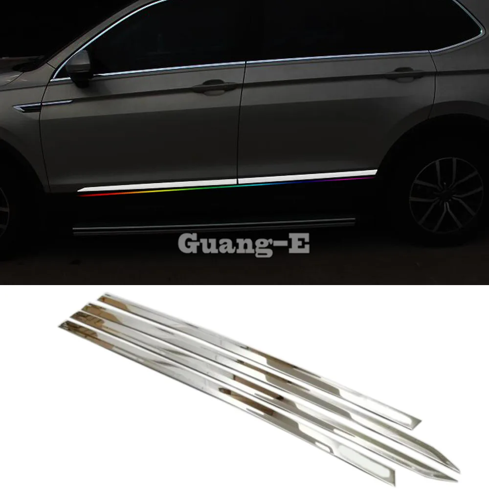 Stainless Steel Side Door Body Trim Strip Molding Stream Panel Bumper For Volkswagen VW Tiguan L MK2 2016 2017 2018 2019 2020