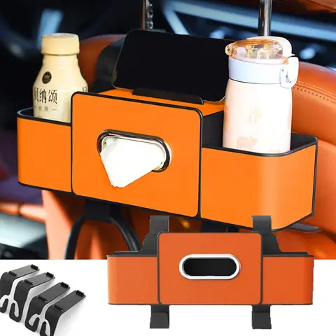 자동차 뒷좌석 주최자 다기능 가죽 인테리어 보관 가방 교수형 좌석 뒤 조직 워터 컵 홀더 자동차 액세서리