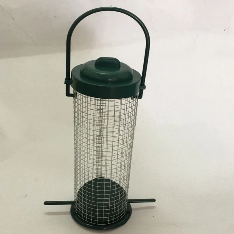 Outdoor Mesh Bird Feeder Hanging Hook Dark Green Food Dispenser Multiple Hole Outdoor Garden Balcony Porch Pet Supply Accessory