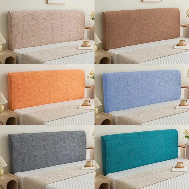 1PC All-inclusive Bed Head Cover Elastic Thicken Plain Dyed Headboard Cover Polar Fleece for Home Solid Long Back Home Textiles