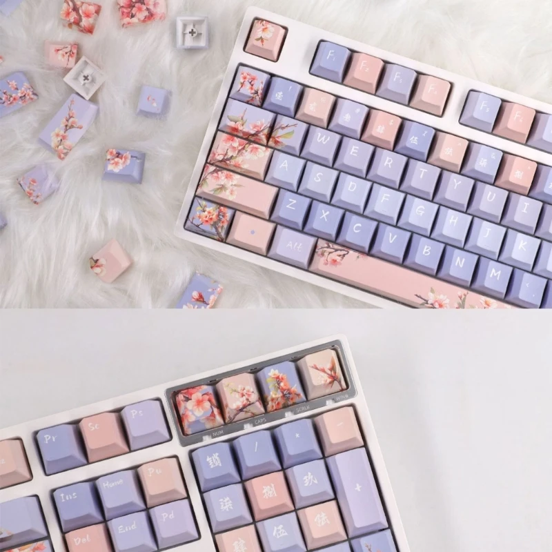 139keys Spring Rain Theme Keycaps 5Sides Sublimations For Mechanical s Switches Keycap Set