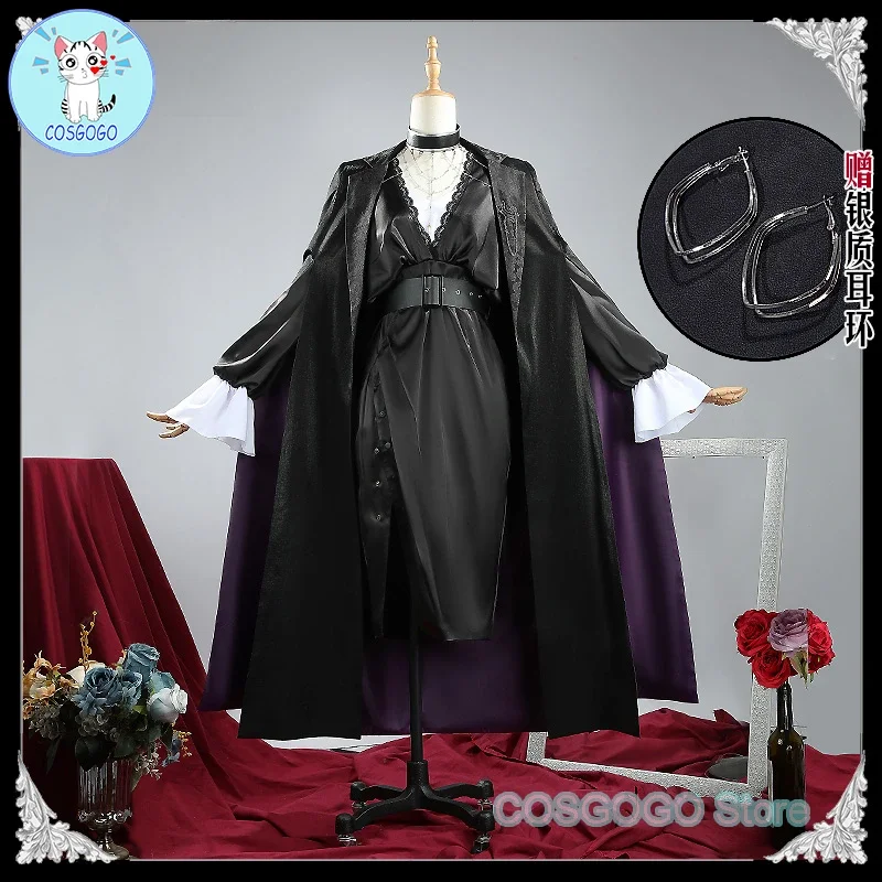 [Customized] Game Path To Nowhere Happyzoo Langley Cosplay Costume Halloween Game Suit Black Cloak Dress Women set