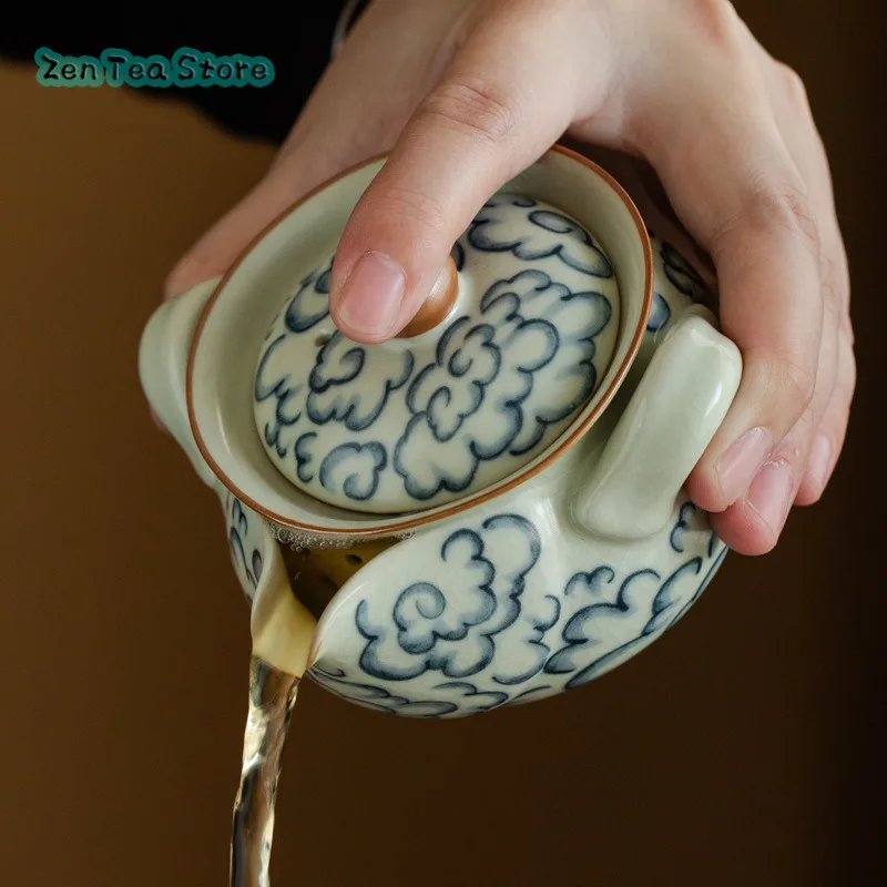 Ruyao Teapot Single Cover Bowl Xiangyun Open Piece Can Be Raised Ceramic Household Hand-held Pot Trumpet Tea Infuser