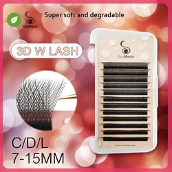 Supmacio 3D W Lashes W Shape Eyelash Extension 3D 0.07 D Curl Natural Soft Volume Cilios W Style Bloom Eyelashes Private Label