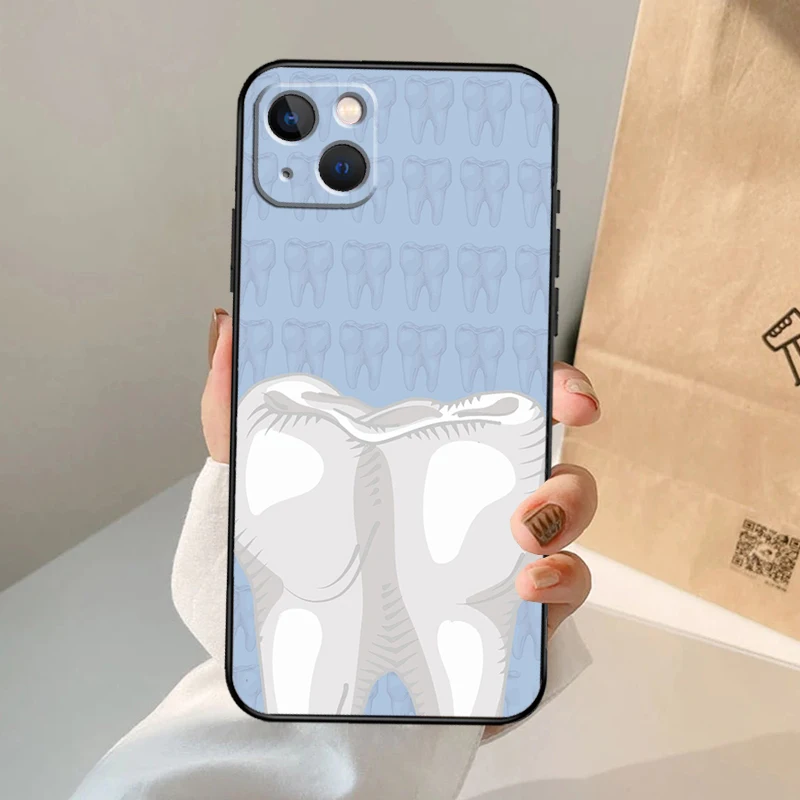 dentist tooth pattern Case For iPhone 16 15 14 13 11 12 Pro Max XS X XR Plus Back Cover For iPhone 16 15 14 12 13 Mini