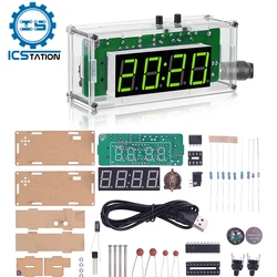 DIY Electronic Kit Clock Digital LED Display Time Light Control Temperature Meter Green/Blue/Red Soldering Project Practice Kit