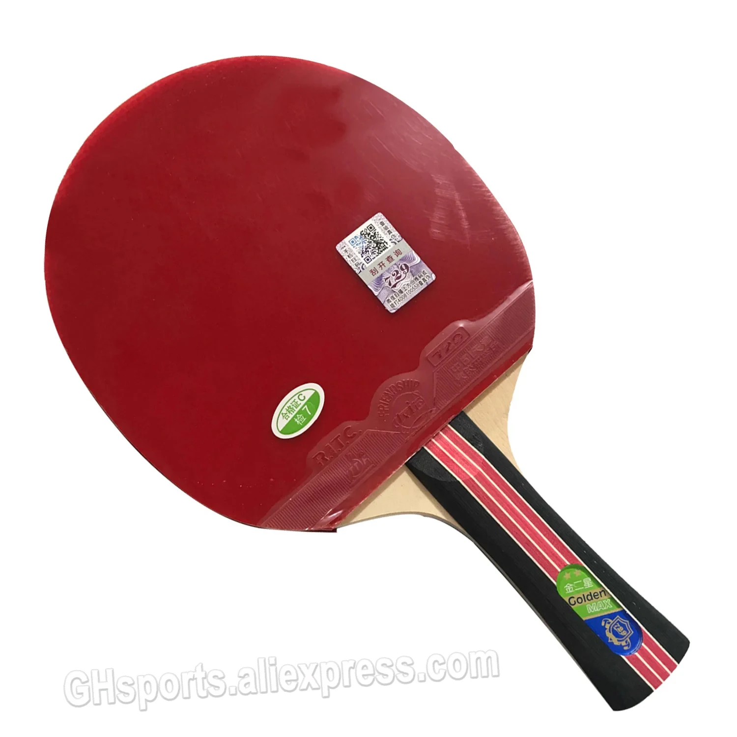 729 2-Star Table Tennis Racket Golden 2-Star with Case Paddle with Rubber Ping Pong Bat