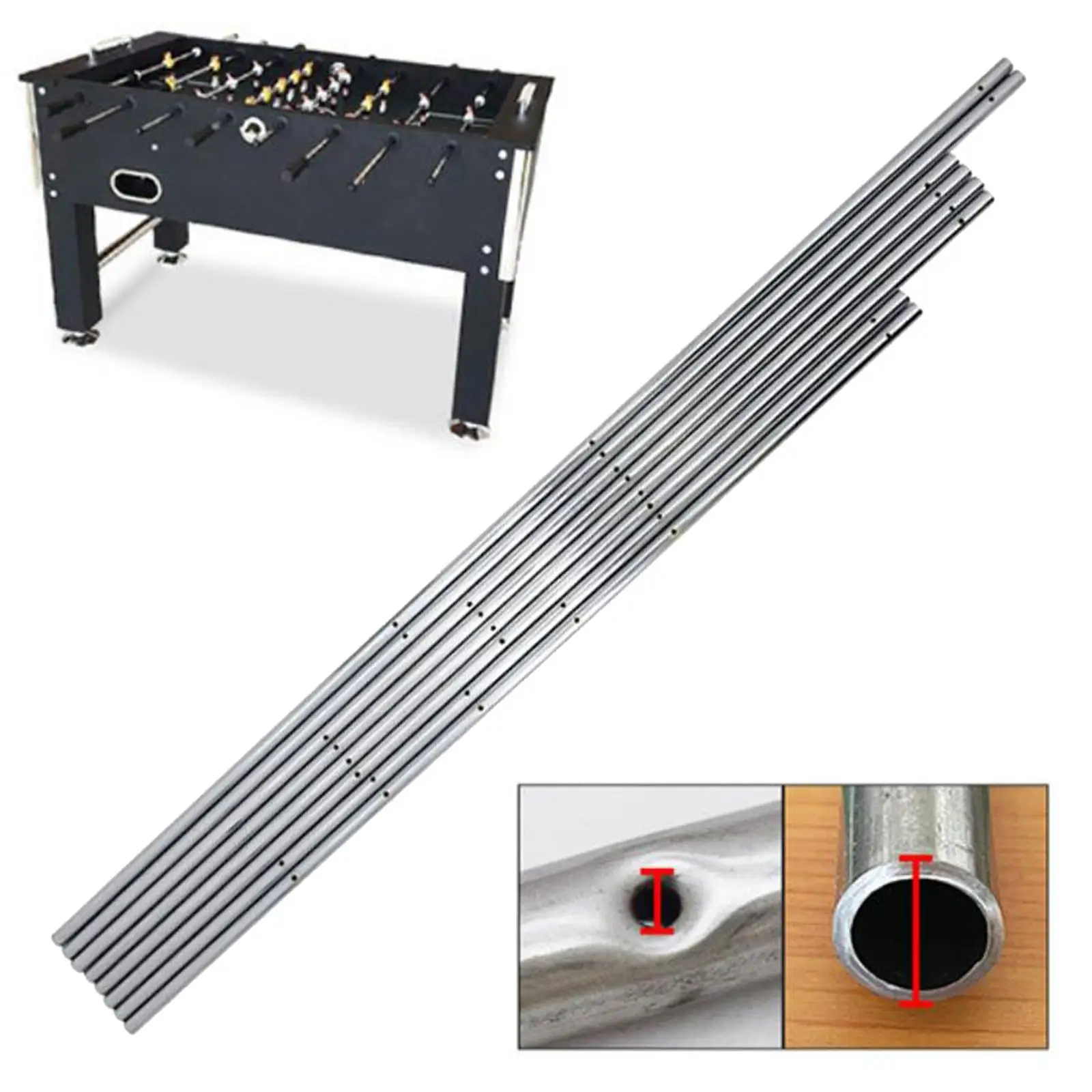 8x Foosball Table Rods Replacement Foosball Table Poles Easy Install Arcades Family Table Soccer Machine Stainless Steel Rods