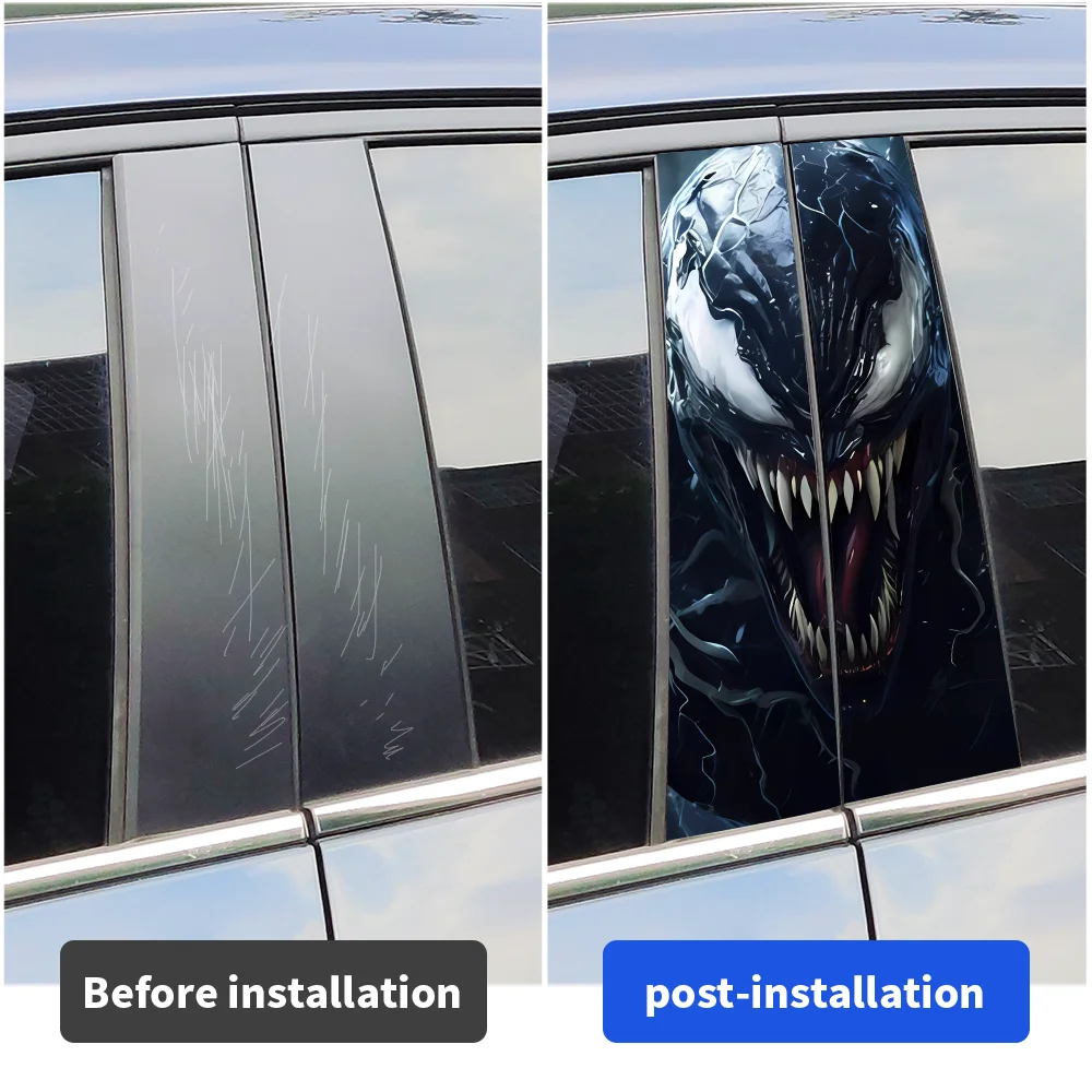 Venom Car Stickers Car B-pillar Decal Waterproof Stickers Auto Center Pillar Sticker Cover Scratches Vehicle Decor Accessories