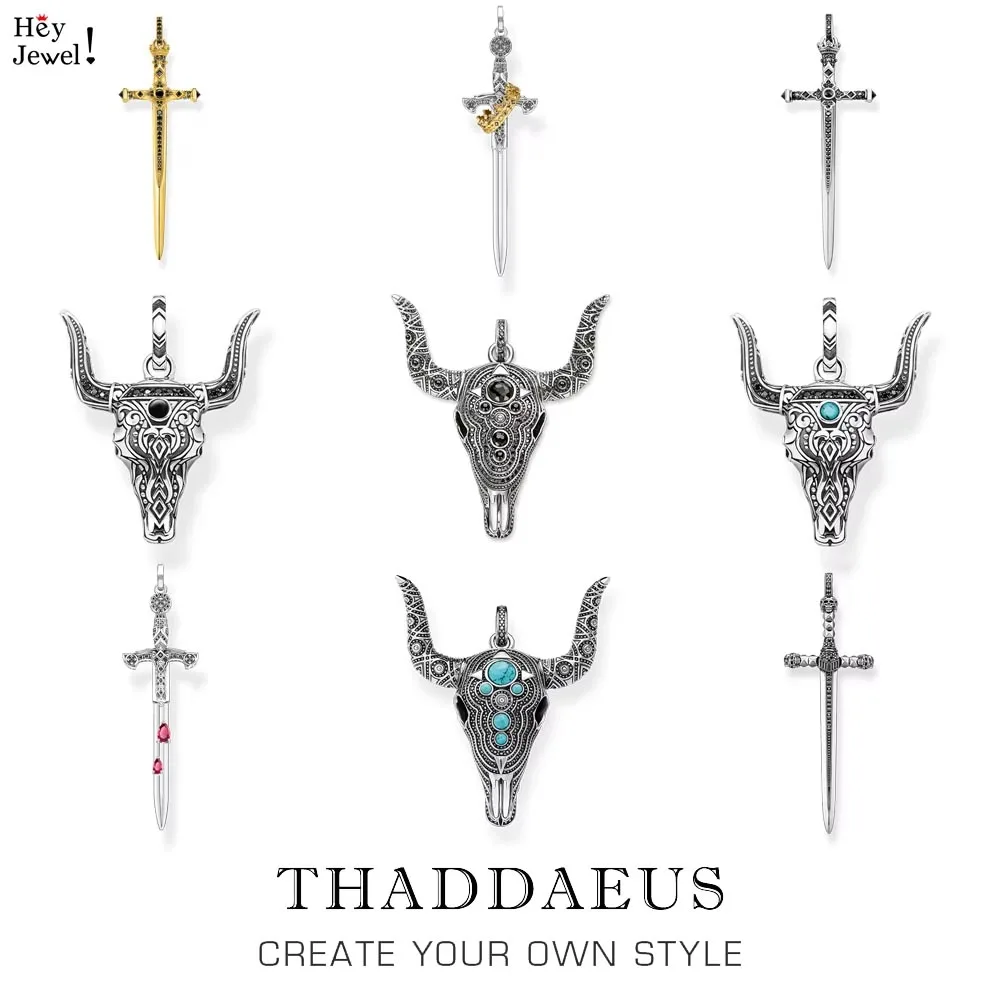 

Pendant Bull Buffalo Skull Sword,Fashion Vintage Rebel Jewelry Europe Bijoux Gift For Woman Men