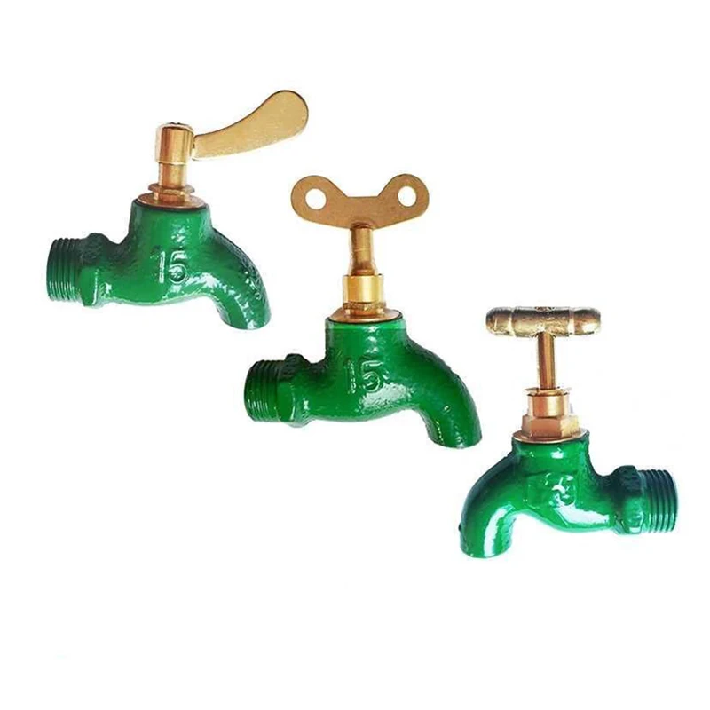 1Pcs iron Bibcock Basin Faucet Tap 1/2' and 3/4' Outdoor Mop Pool Single Cold Tap