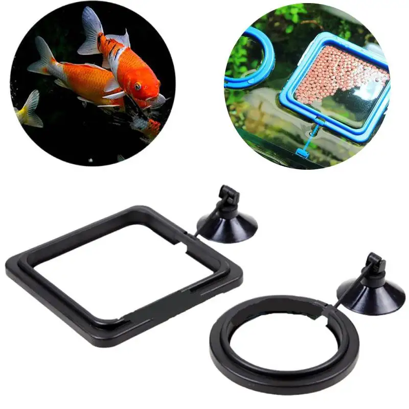 Fish Feeding Supplies Plastic Buoyancy Circle For Aquarium Floating Food Feeder Square/Round Feeding Ring Fish Tank Accessory