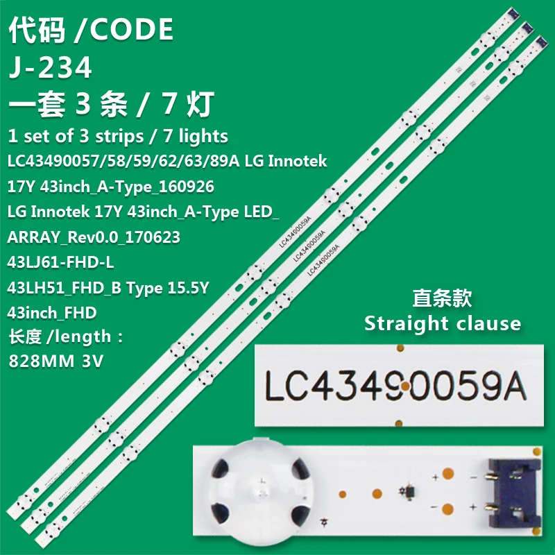 KIT de 3 BARRAMENTOS LED TV 43UF6400 43UH6100 43UH6000, adaptador de DISTANCIA LED