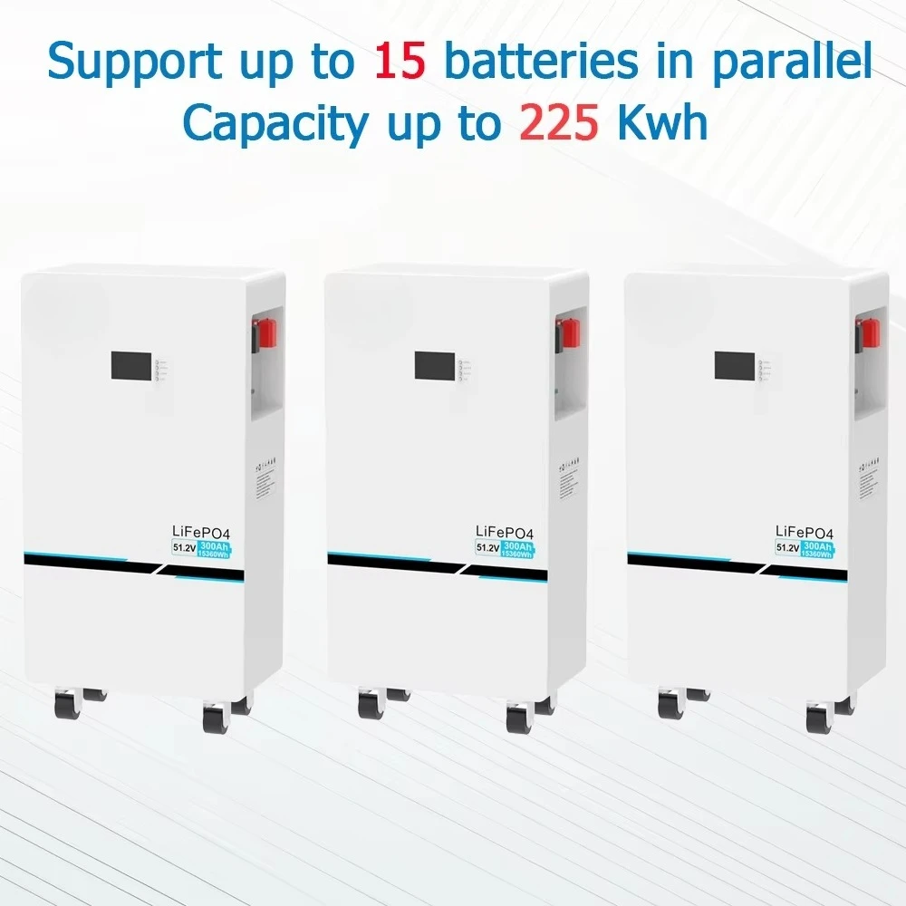 2025 منتج جديد 51.2V 48V 280Ah 300Ah 14kWh 15kWh Lifepo4 بطارية ليثيوم أيون الشمسية نظام تخزين الطاقة المنزلية المثبتة على الأرض