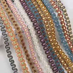 12Yards Curtain Lace Border 1CM Wide S Shape Upholstery Trimmings Gold Blue Purple Sewing Material For Pillow Sofa Decoration