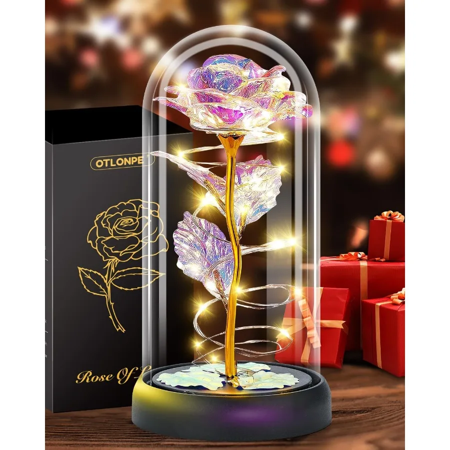 

Forever Glass Rose Flower - Mom Womens Gts for Christmas Valentines Mothers Day - Anniversary Birthday Gts for Her We Girlfrien