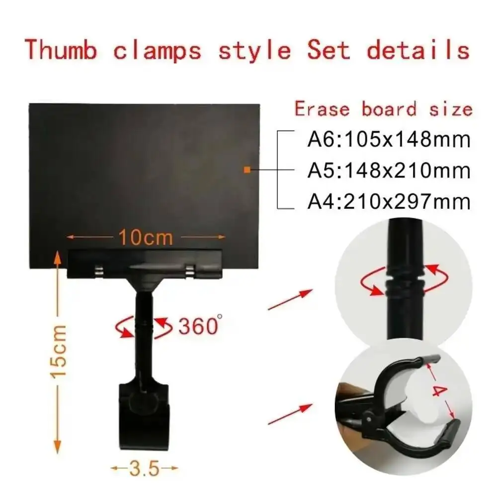 5pcs Erasable Black Price Tag Cards, Supermarket Fruit/Fresh Promotions. Mechanical Thumb Clip Holder For Shop, Vegetable Store