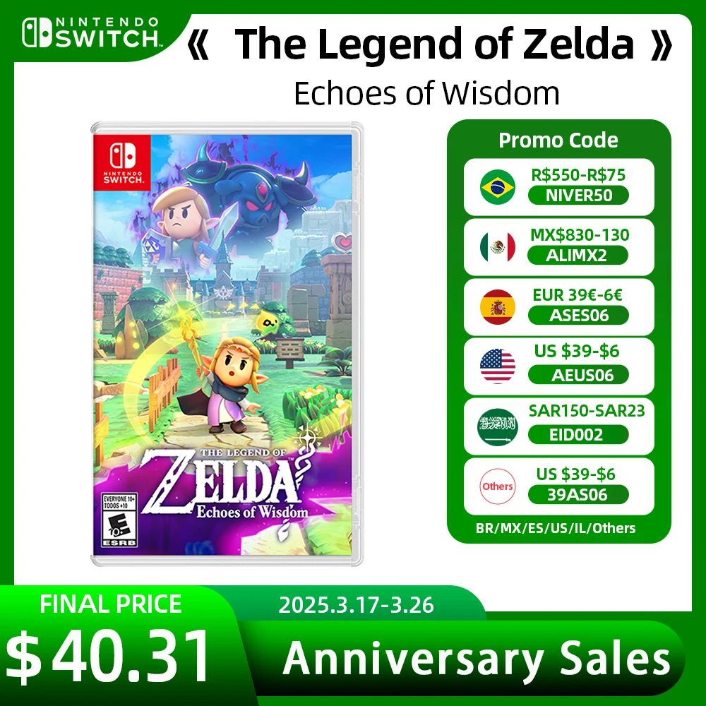 لعبة نينتندو سويتش ذا ليجند أوف زيلدا صدى الحكمة - 100% بطاقة الألعاب المادية الأصلية من نوع الحركة للتبديل OLED