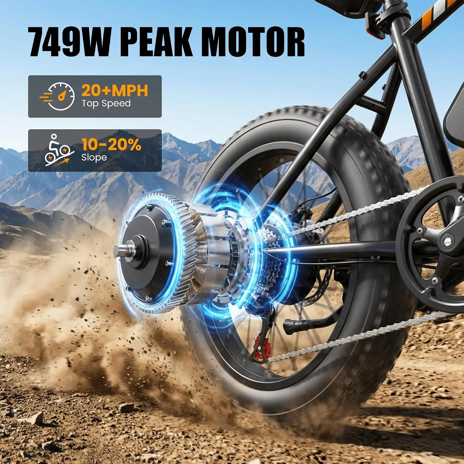 500W Fat Tire Electric Bike 48V 10.4Ah 50-Mile 20+MPH 7-Speed Full Suspension 5 Modes Commute Beach Weekend, Customized