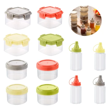 4 Stk/set Mini Squeeze Fles Lunch Doos Plastic Kruiderij Fles Ketchup Salade Dressing Kruiderij Draagbare Voedsel Container