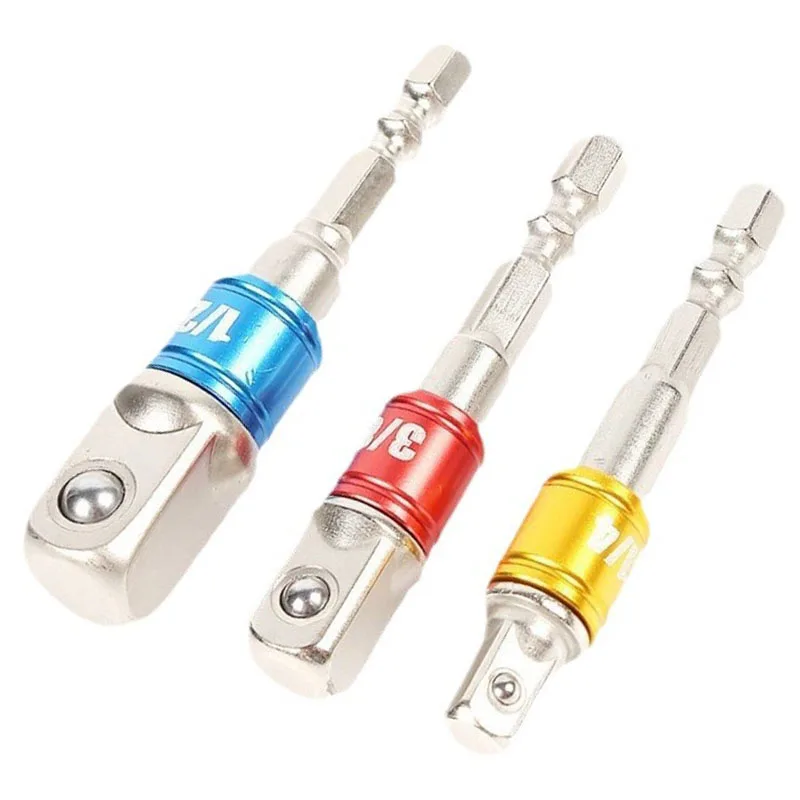 3Pcs/Set Alloy Steel Socket Adapter Hexagonal Screwdriver Conversion Connecting Rod 1/4 " 3/8 " 1/2" Electric Tool Accessories