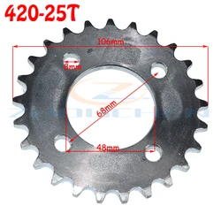 420 25T 48MM motorcycle chain sprocket rear rear sprocket gear suitable for 420 chain 110cc 125cc 140cc Dirt Pit Bike Go-kart