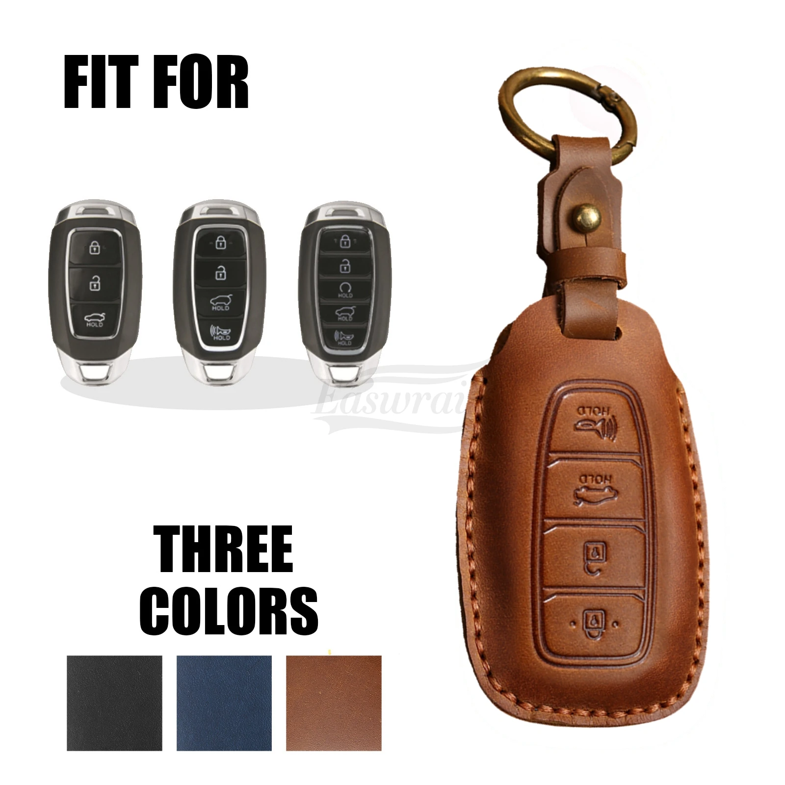 Car Accessories Key Case Cover Holder For Hyundai KONA KAUAI Solaris Azera Elantra Grandeur IG Accent Santa Fe 5/4/3 Buttons