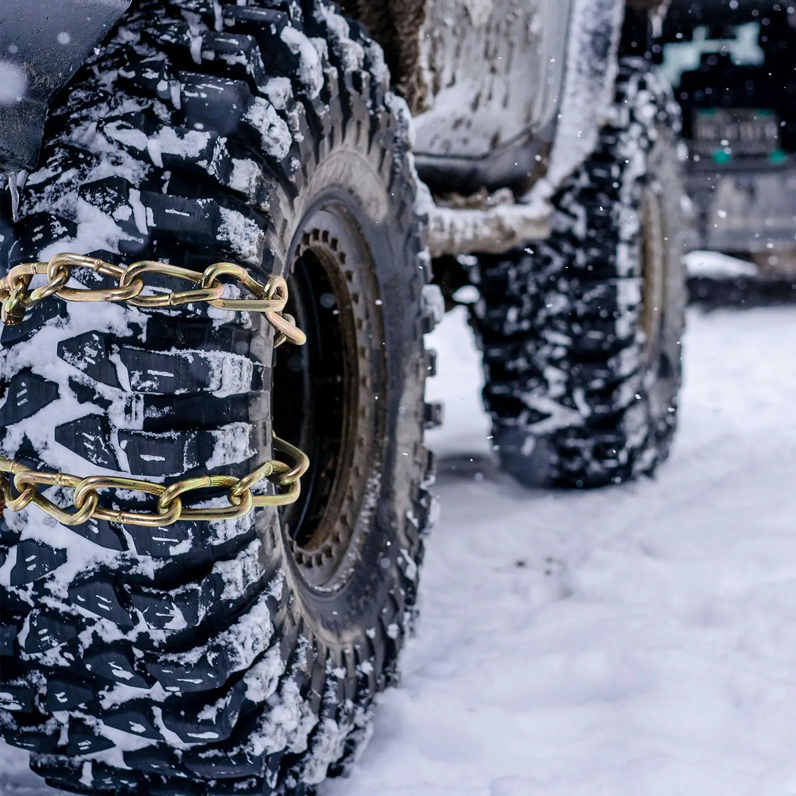 Cadena de nieve para coche Cadena de seguridad de acero Cadena de neumáticos de emergencia antideslizante para ancho de neumáticos 205-225 mm (color aleatorio)