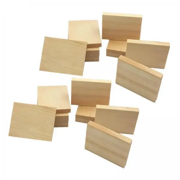 2x20 Pieces Unfinished Wood Rectangle Board Blocks Decorative Craft Making Craft Panels Wooden Planks for Carvings Wedding Home