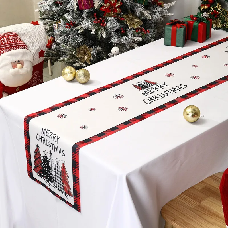 Christmas Xmas Tree Table Runner Merry Christmas Decorations For Home 2025 Navidad Noel Gifts New Year 2026 Tablecloth