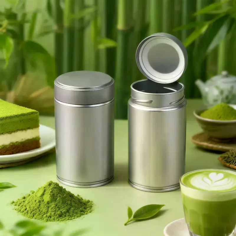 1Pcs Portable Mini Matcha Powder Can Thick Tinplate Sealed Tea Jar Spice Storage Box Kitchen Household Gadgets