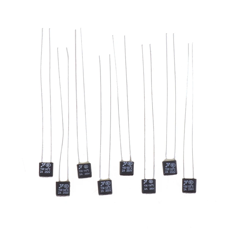 10Pcs Black Square Fan Motor 2A 250V Thermal Fuse LED Fues 115 120 125 130 135 140 145 150 Degree Temperature Switches