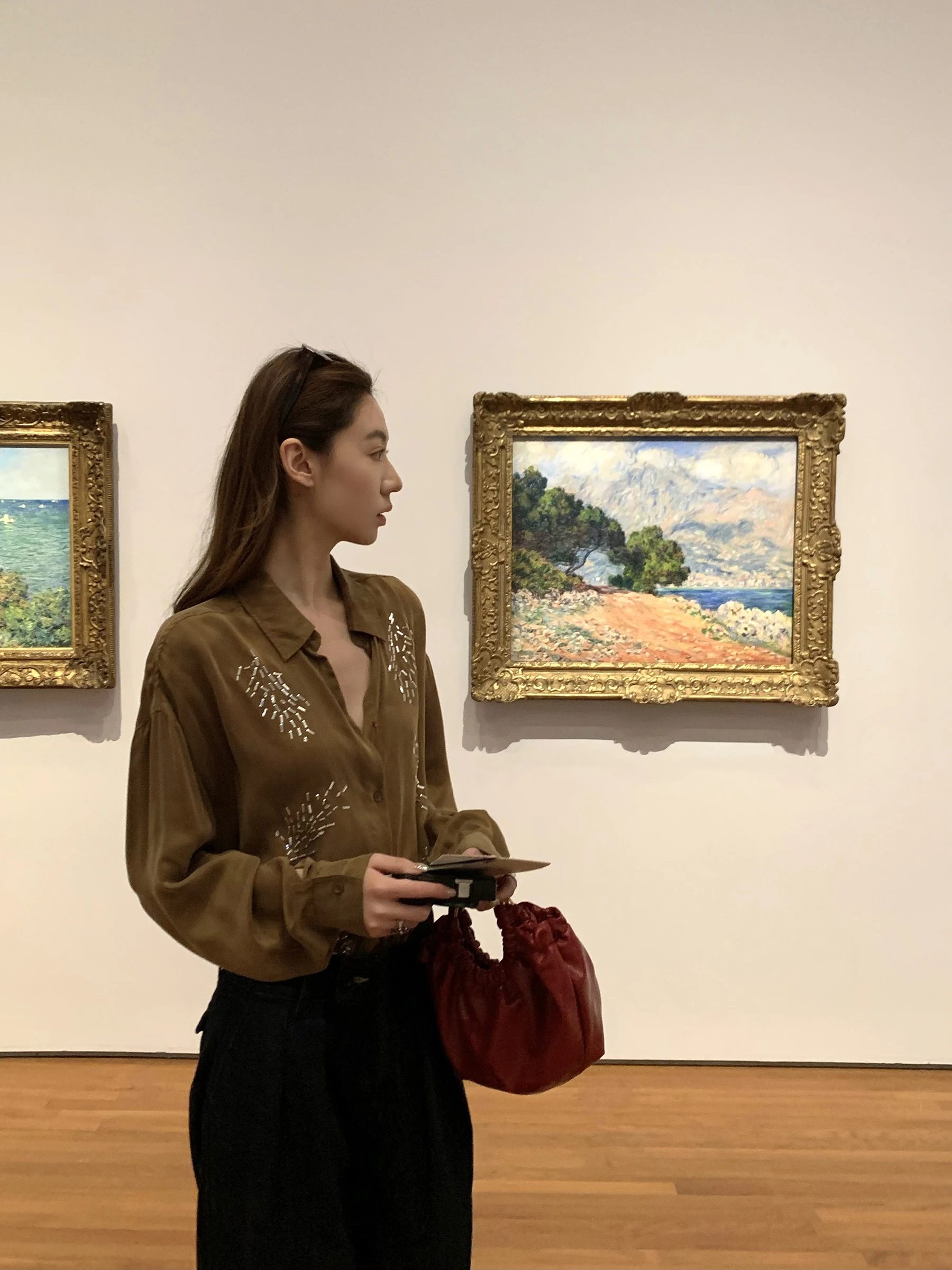 

Gakee Official 00% Copper Ammonia irt Women's Spring Loose oulder Drop Loose irt Diamond Embellied Vintage Sle