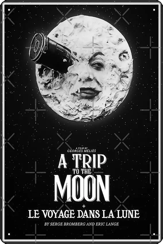 A Trip to the Moon (Le Voyage Dans La Lune) Poster Funny Metal Tin Sign for Home Kitchen Bar Room Garage Decor 