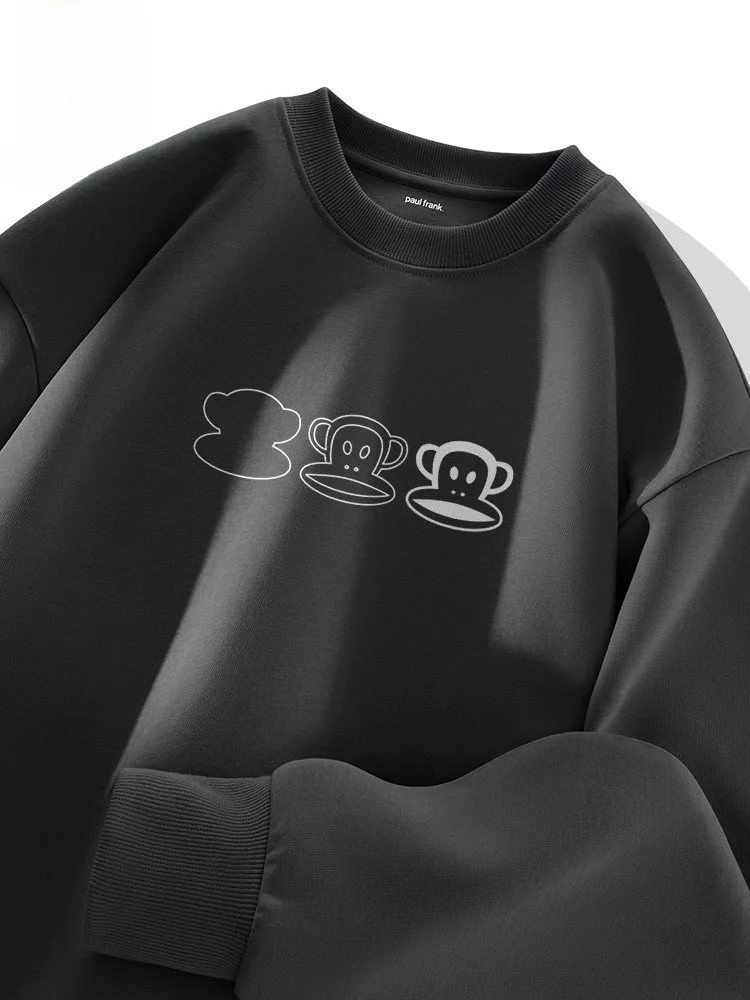 

Толстовка с капюшоном Monkey, удлиненная, с флисовой подкладкой, повседневная, модная, в городском стиле, весна-осень, с круглым вырезом