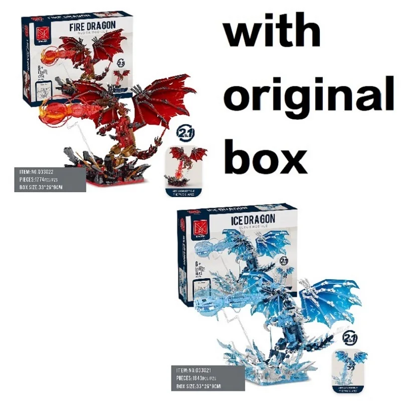 With Original Box 033022 1843pcs Game Ice And Fire Dragon Construction Building Blocks Bricks Christmas And Birthday Gifts