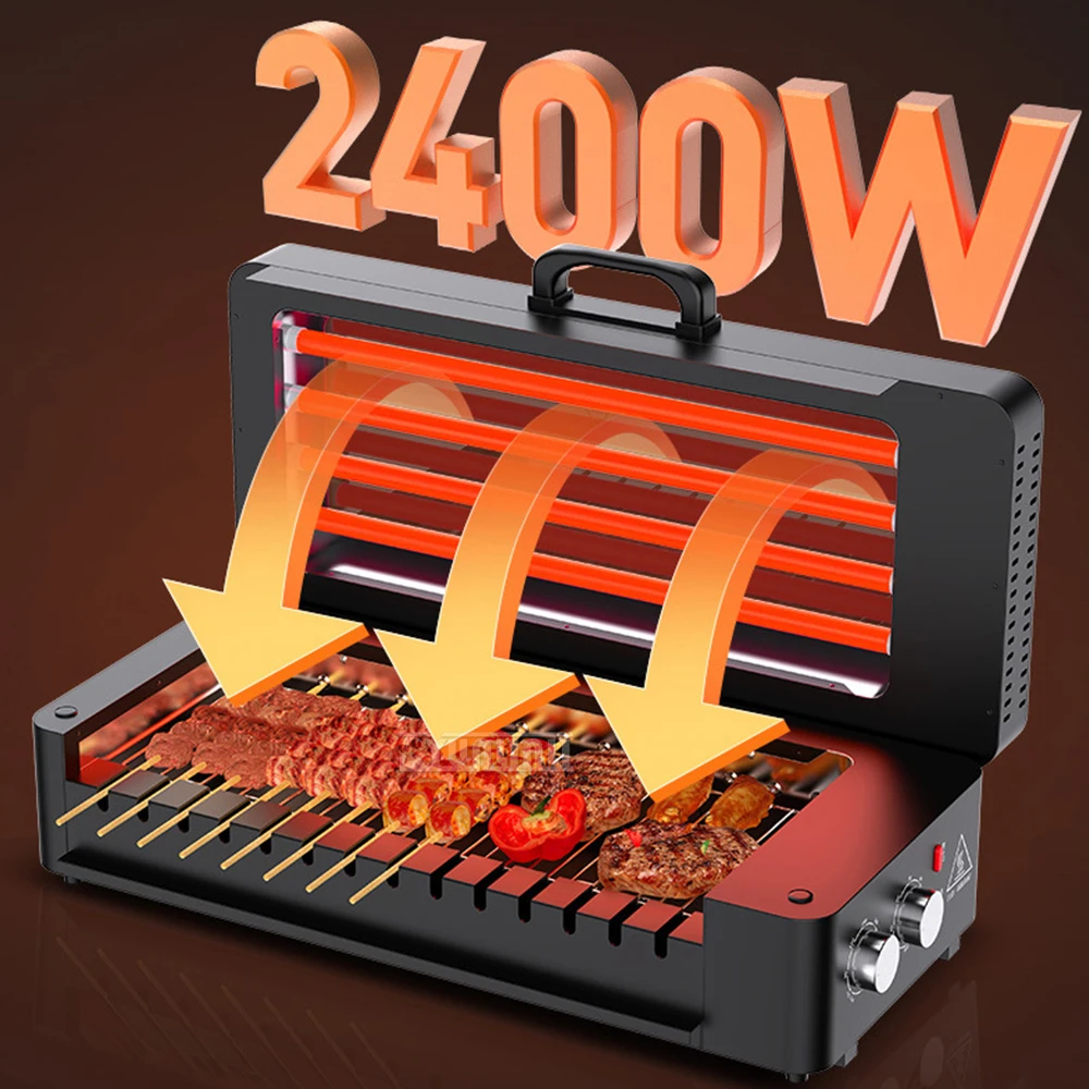 LC-P1401 Commercial Smokeless Rotating Barbecue Skewer Machine for Fast Food Restaurant Kitchen Commercial Use