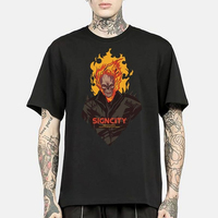 Marvel Genuine Signcity Movie Tide Brand Pure Black Evil Knight Print Short Sleeve Men's and Women's Loose Short Sleeve