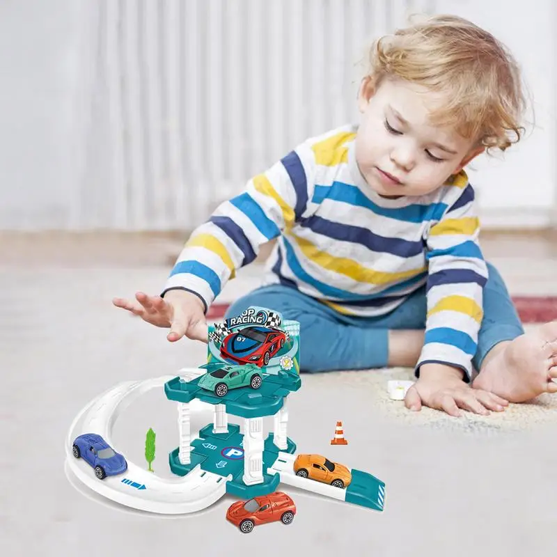 Juego de pista de juguete para niños, juego de pista de carreras, juguetes de Motor fino, juegos de aprendizaje, estacionamiento urbano, juguetes de coche para niños