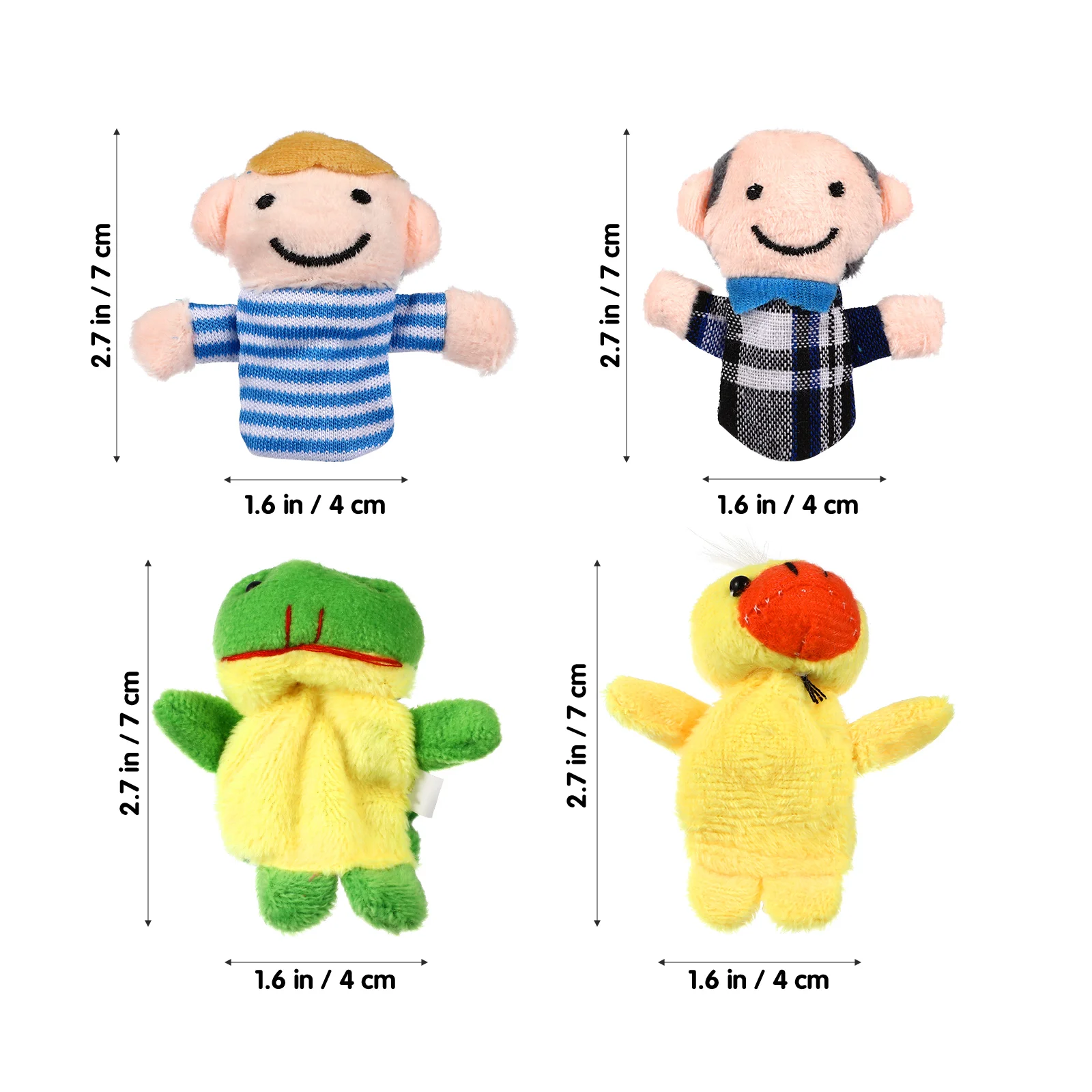 16 pezzi di burattini da dito in peluche set animali membri della famiglia giocattoli per bambini storia tempo di gioco (modello casuale)