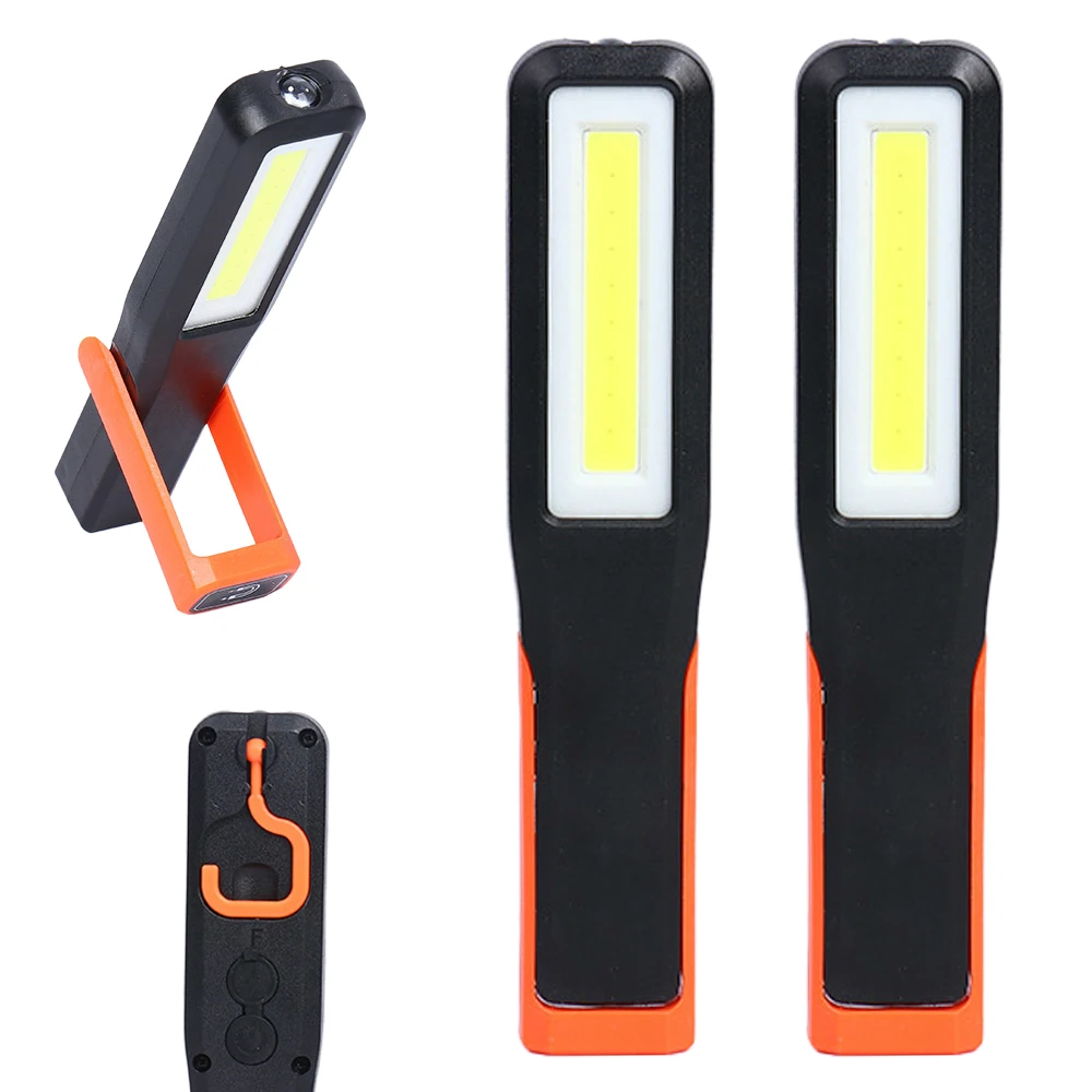 2 lampes de travail LED COB puissantes, lampe de garage pour mécanicien automobile, lampe torche rechargeable par USB, torche magnétique, lumière d'urgence, lumière d'avertissement