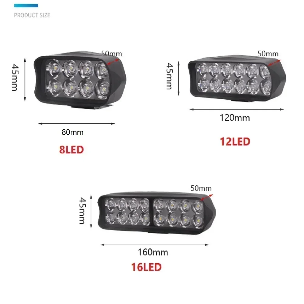 12V-80V E-bike Front Light Motorcycle Electric Bike Bicycle LED Headlight Super Bright Tricycle Lamp 8/12/16 Led Cycling Parts