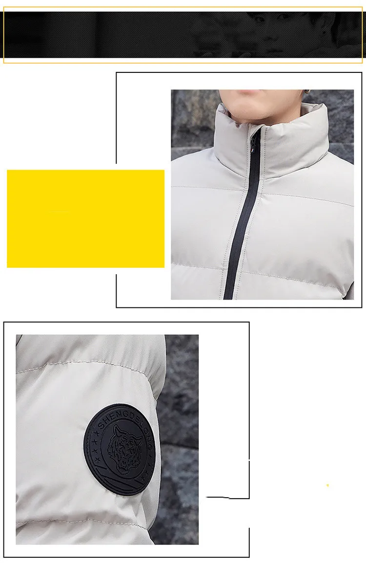 เสื้อแจ็คเก็ตบุผ้าฝ้ายคอตั้งสำหรับผู้ชายแบบข้ามพรมแดน เสื้อโค้ทกันหนาวแบบหนา เสื้อแจ็คเก็ตบุผ้าฝ้ายสไตล์เกาหลี เสื้อแจ็คเก็ตบุผ้าฝ้ายแบบเท่