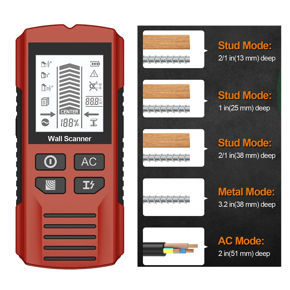 

Инструмент с ЖК-дисплеем, детектор 7-в-1, искатель с батарейным питанием, искатель проводов переменного тока, детектор проводки переменного тока, инструмент для улучшения дома своими руками