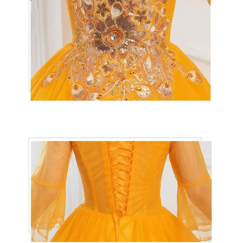 2025 novo feminino bordado com decote em v ouro lantejoulas vestido de noite moda emagrecimento anfitrião desempenho arte exame puff saia vestido longo