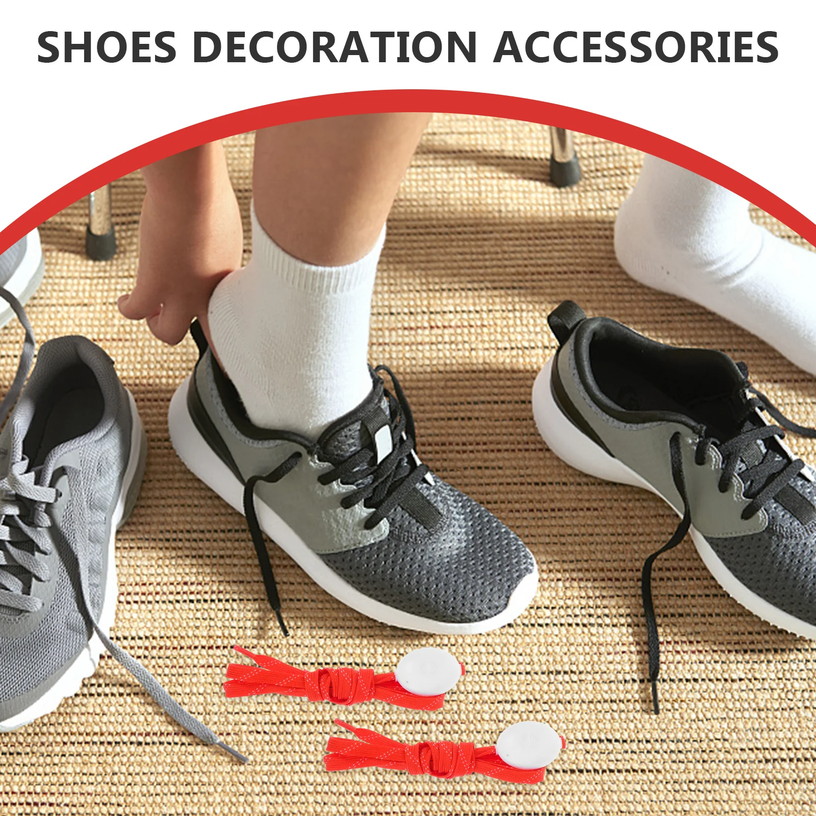 1 زوج LED تضيء أربطة الحذاء 10 LED الخرز مشرق وامض طويلة طرق حزب الجري المشي لمسافات طويلة ركوب الدراجات زينة الأحمر #5